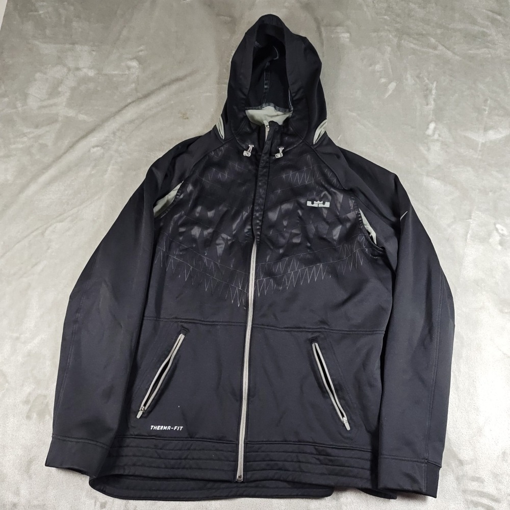 Nike Hoodie Mens XL Black LeBron Mens Therma Fit Full Zip Jacket Basketball